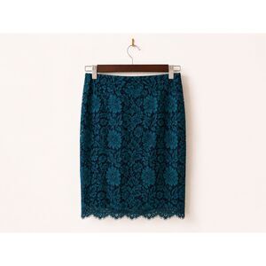 Banana Republic Teal Floral Lace Pencil Skirt | Size 0 | NWT